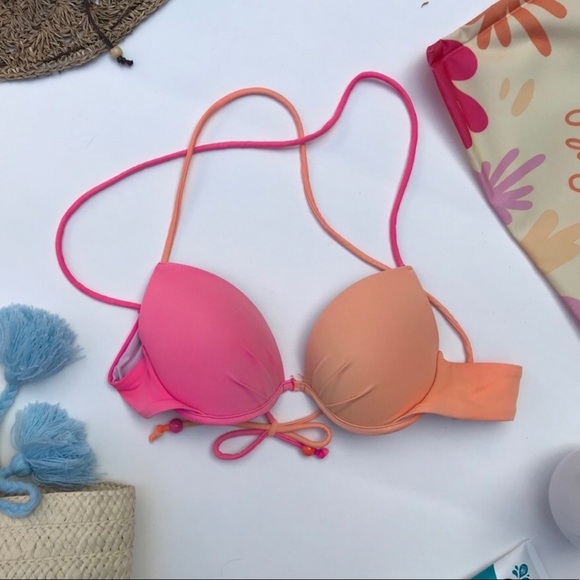 Victoria’s Secret String Bikini Top Pink Padded S - Picture 1 of 5